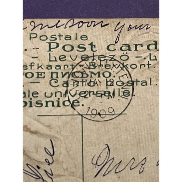 Antique Rose Postcard Embossed Postmarked 1909 Dopisnice - Picture 3 of 3